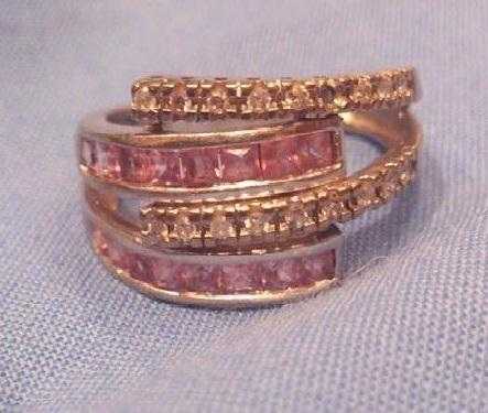 Diamonds amp Pink Saphires  Ring