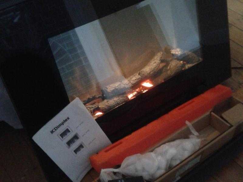 Dimplex SP9 wall mount flame effect electric fire log or pebbles