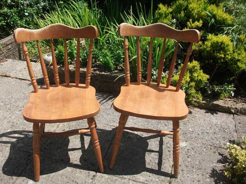 dining chairs pair of country chunky styled short back - upcycle project