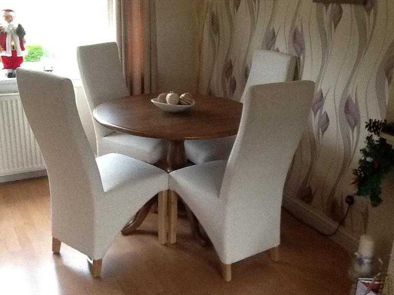 Dining chairs set of four high back in cream