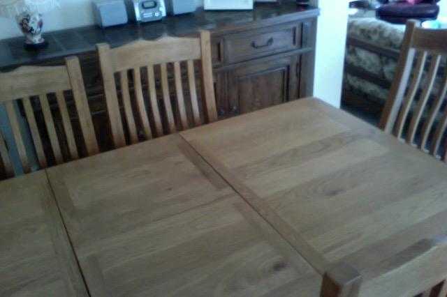 Dining room suite solid oak nearly new