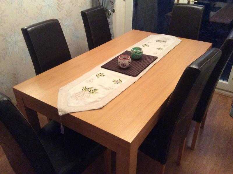 Dining room table with six chairs