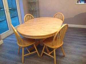 DINING TABLE amp 4 CHAIRS - MACKINTOSH TEAK, CIRCULAR 4 FOOT DIAMETER amp EXTENDABLE, SUPER CONDITION