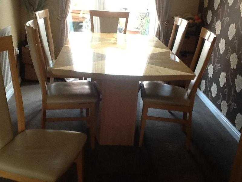 Dining Table amp 6 Cream Leather chairs all in excellent condition