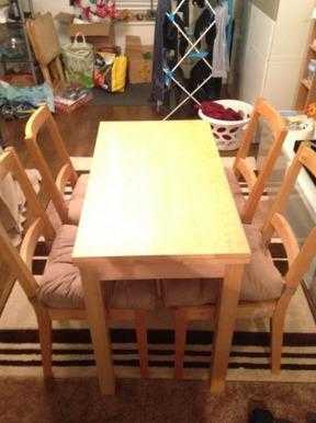 Dining table and 4 chairs (all wood) - extended table