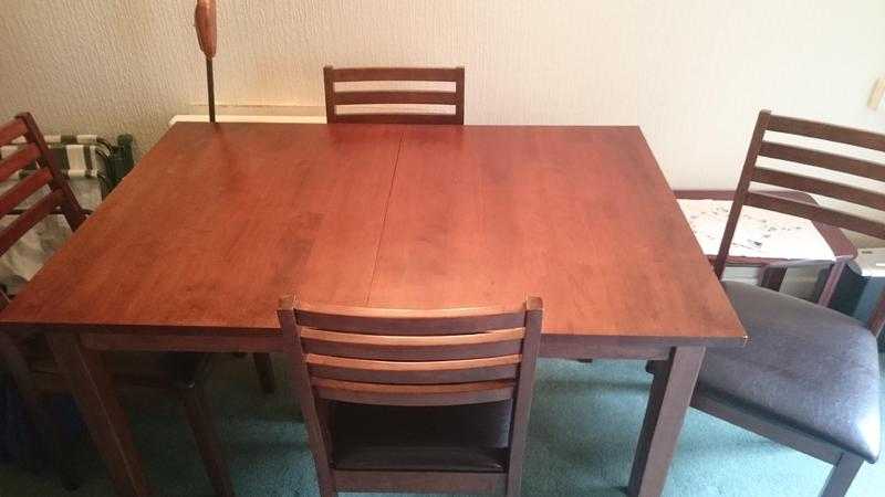 Dining table and 4 chairs dark wood