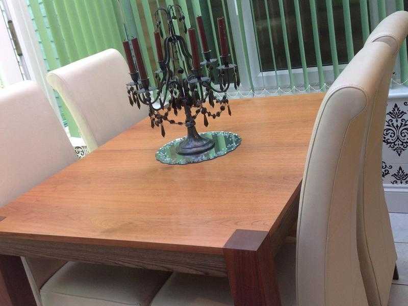 Dining table and leather dining chairs