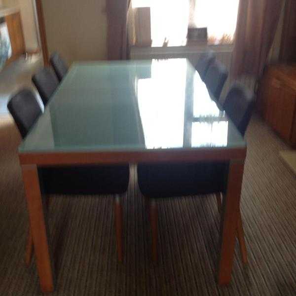 Dining table and six chairs