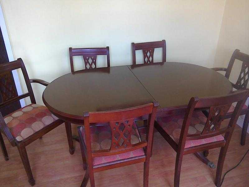 Dining table and six chairs