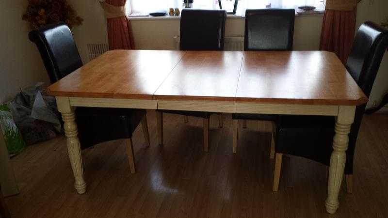 Dining Table with 6 Tall-back Leather Chairs