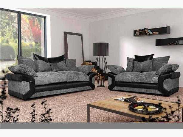 DINO 32 FABRIC SOFAS IN BROWNBEIGE OR BLACKGREY OR CORNER GROUP