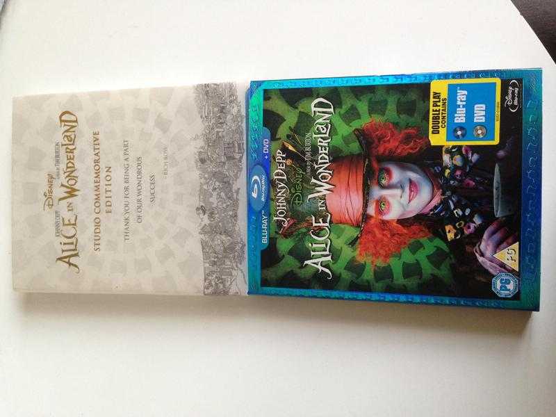 Disney Burton039s Alice in Wonderland blu-Ray DVD studio commemorative edition for sale sealed