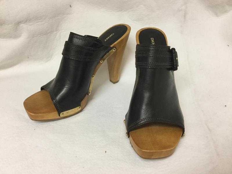 DKNY Brown Leather Heeled Clog