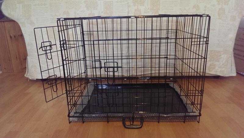 Dog Cage  Crate Medium 30quot Black With Metal Tray Boxed amp NEW