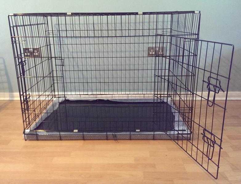 Dog Crate  Cage Black 42quot X Large With Metal Tray