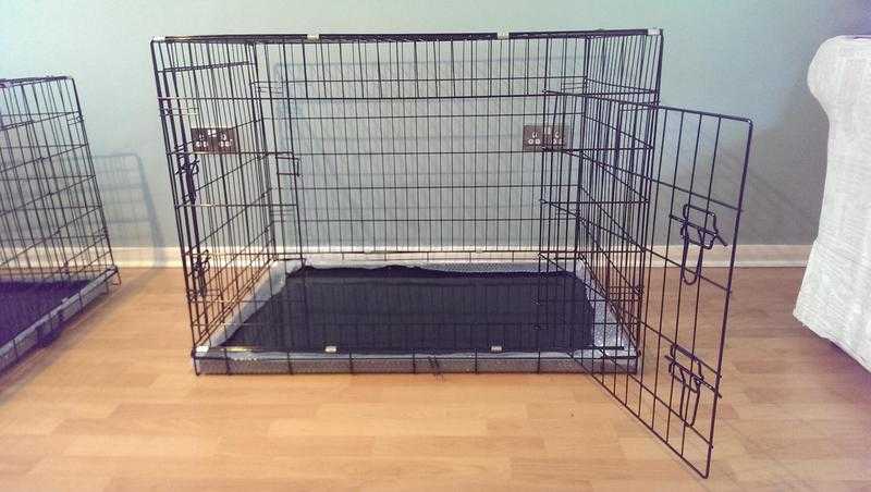 Dog Crate  Cage Black 42quot X Large With Metal Tray