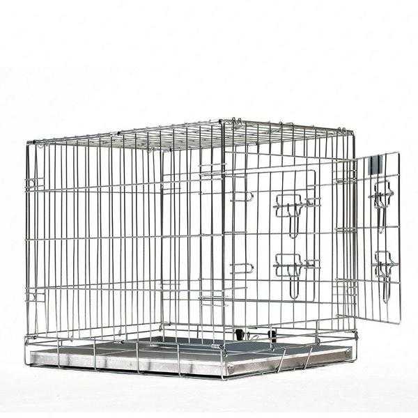 Dog crate cage Medium 30quot double door Silver Brand new in box
