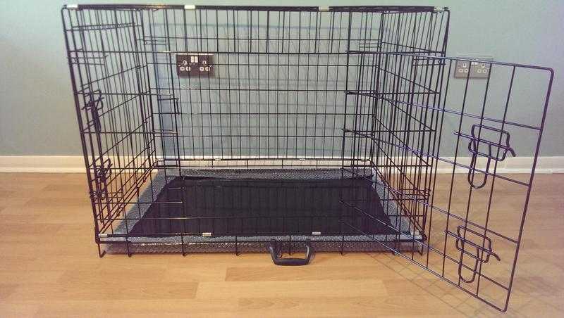 Dog Crate  Puppy Cage 36quot Large Black With Metal Tray NEW