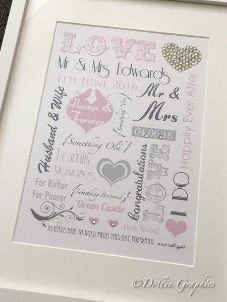 Dollie Graphics Personalised Gifts - Framed Prints - Candles - Favours - Save the Dates - Invitation