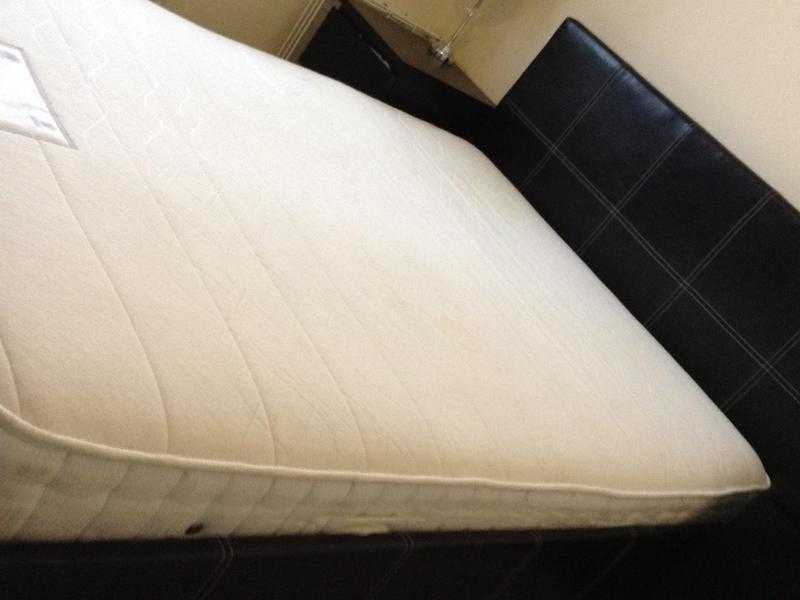 Double bed black faux leather with mattress