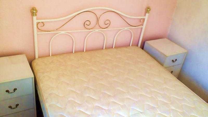 Double Bed With Quality Mattress And 2 Bedside Cabinets