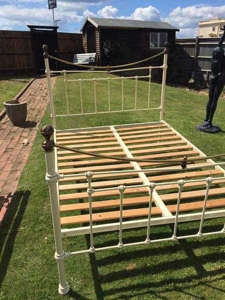 Double cream painted iron bed