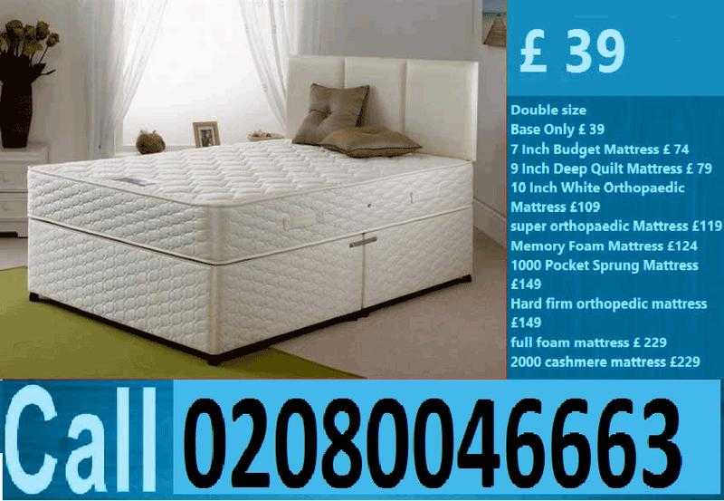 Double Divan Bed Single, King sizes Frame, Mattress Range