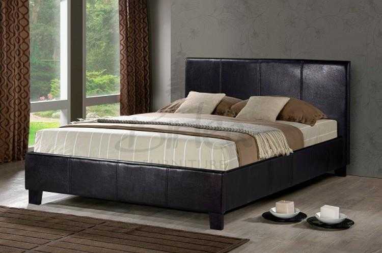 DOUBLE LEATHER BED WITH MATTRESS  FREE LOCAL DELIVERY