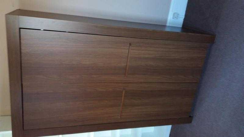 Double wardrobe and chest of drawers, walnut colour.  Can deliver