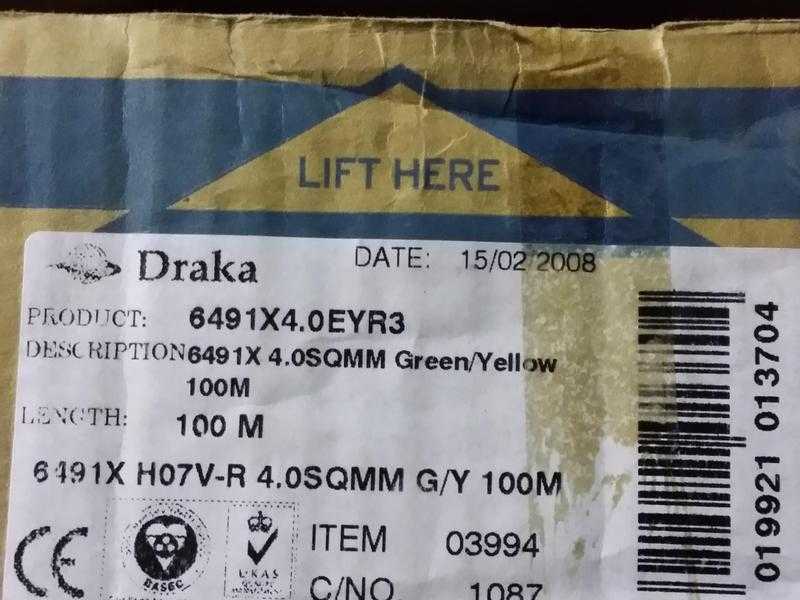 Draka 4mm GreenYellow 100m 1-Core