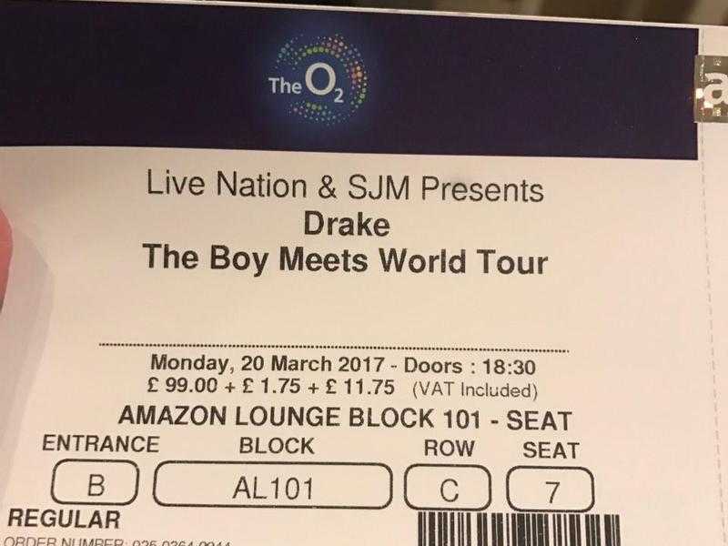 Drake 02 Arena 20th march Block 101 120