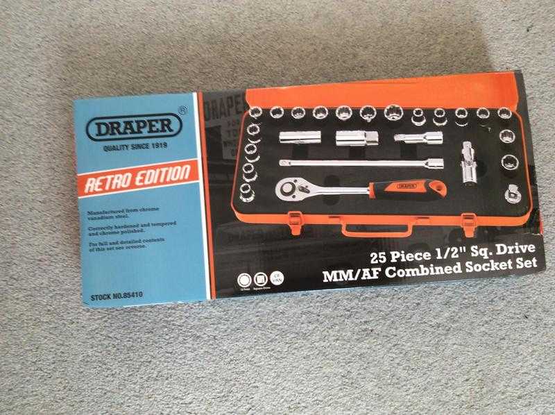 Draper 85410 Retro Edition 12quot Sq. Drive. Socket Set (25 Piece)