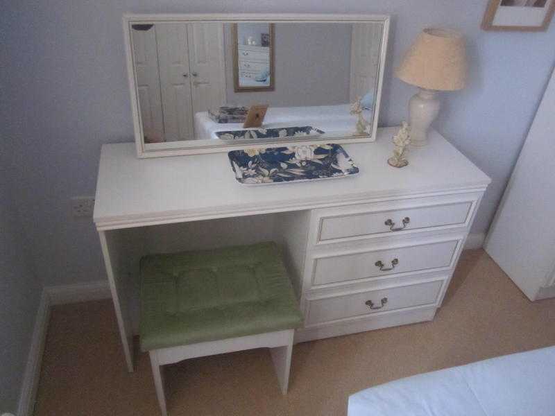 Dressing Table, mirror, stool amp matching 5 Drawer unit