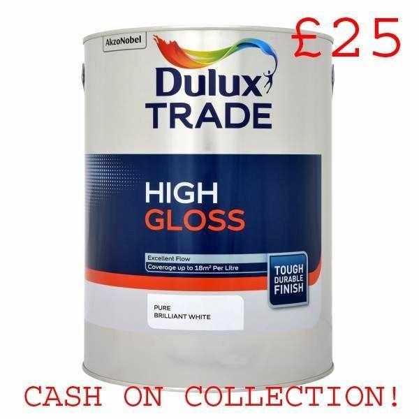 Dulux Trade High Gloss Pure Brilliant White 5L Cash On Collection