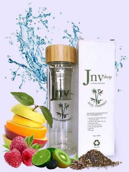 Eco Friendly Jnvshop Double Walled Borosilicate Glass Bottle Tea, Coffee and Fruit Infuser 400ml