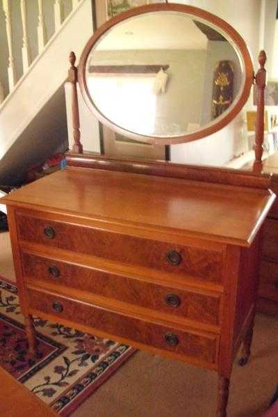 Edwardian satin walnut dresser chest