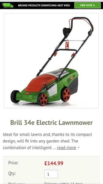 Electric 4 wheel lawnmower, long cable one year old.