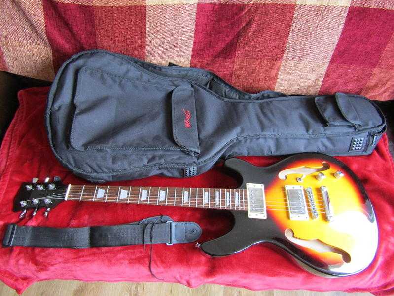 ELECTRIC SEMI HOLLOW BODY GUITAR Vintage Sunburst with Gigbag and Strap