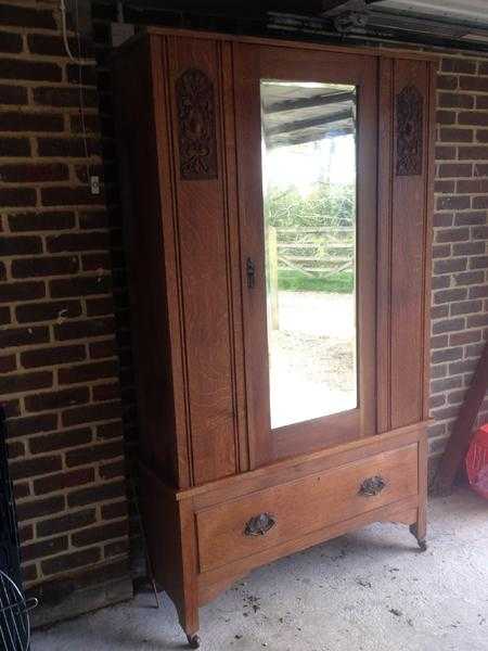 Elegant antique solid oak wardrobe 500 UNDER CURRENT DAY VALUE