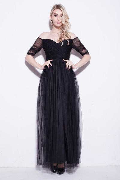 Elegant Off the Shoulder Half Sleeves Long Formal Party Dresses