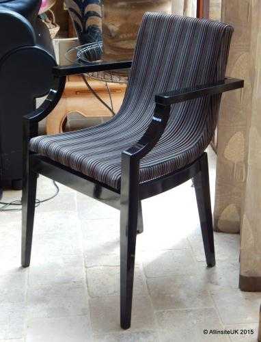 Elegant Piano Black unique design carver armchair contemporary stylish pinstripe