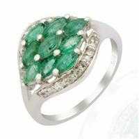 Emerald amp White Topaz Sterling Silver Ring