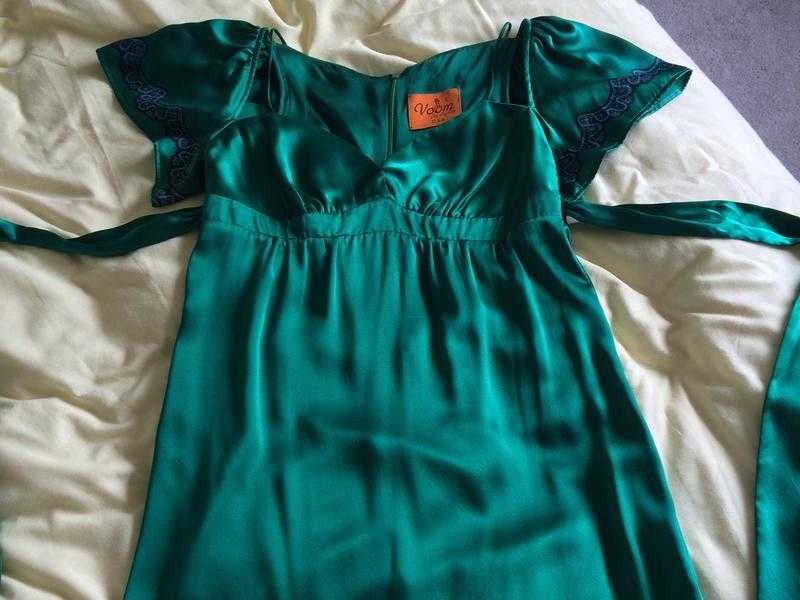 Emerald Green Silk Dress - Size 1214