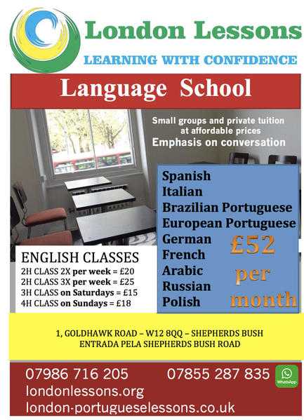 English classes starting in September. Enrol now.