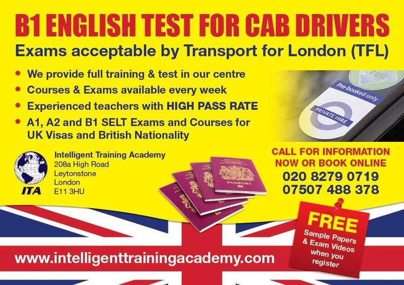 ENGLISH EXAMS AND CLASSES FOR CAB DRIVERS IN LEYTONSTONE