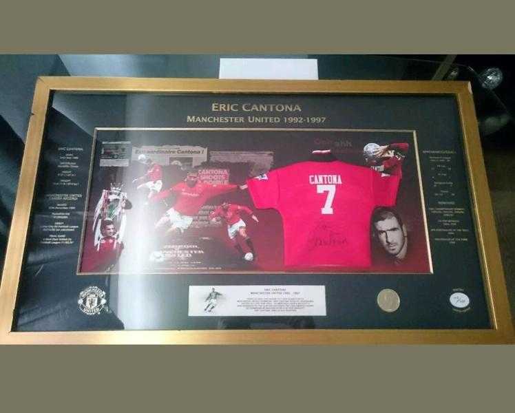 Eric Cantona limited Edition hand signed Manchester United shirt display with Coa