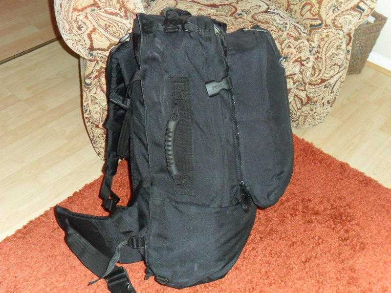 Eurohike black backpack, with add on zipped day pack, all zips etc are fine