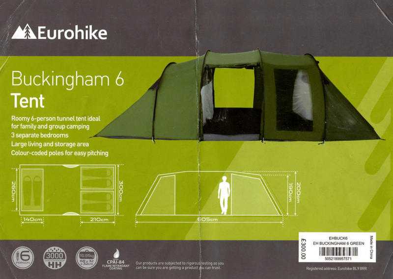 Eurohike BUCKINGHAM large tent - EXC COND