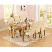 Ex-Display Oxford 150cm Solid Oak Dining Table amp 6 Cream Albany Chairs