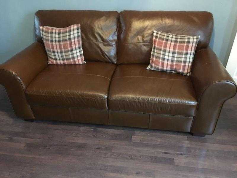 Excellent condition Tan leather sofas - 2 seater amp 3 seater 350